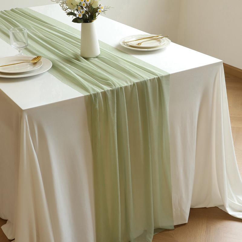 1/5 Упаковка Шифоновый Скатерть-Дорожка Пасха Весна Бохо Рустик 75x300см Свадебный Центральный Декор Дорожка Прозрачный Декор для Девичника Дня Рождения