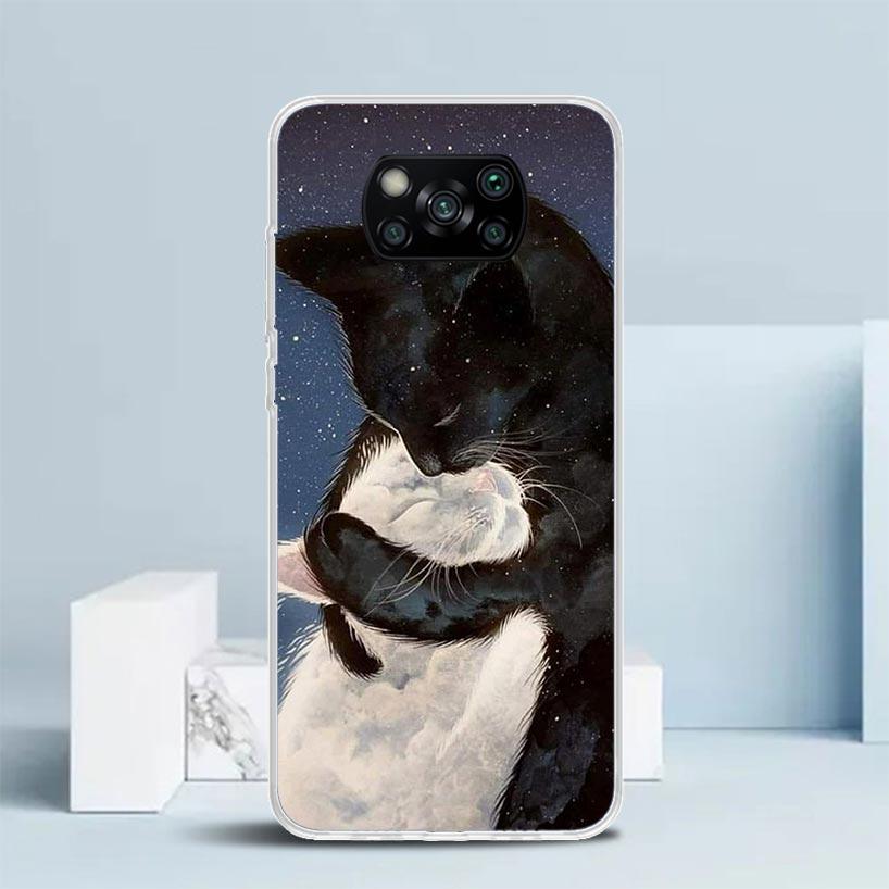 Мультяшный Милый Черный Кот Чехол Для Телефона Для Xiaomi Poco F7 Ultra X5 X6 X7 Pro M7 Redmi 15C 15 13C 13 12C 12 10C 10 10A 9 9C 9A 9T Чехол