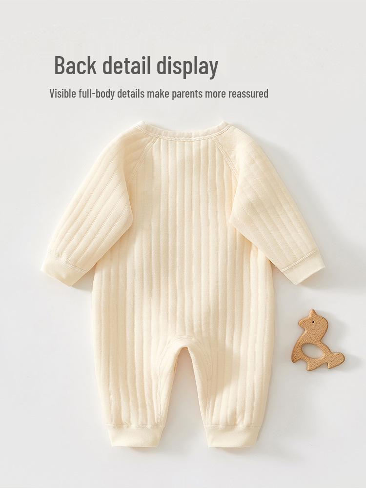 Джинци Хлопковый Утепленный Комбинезон для Новорожденных: Пижама с боковой застежкой на осень/зиму