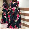 Модное женское длинное платье с цветочным принтом в стиле бохо с длинным рукавом, женское повседневное платье
