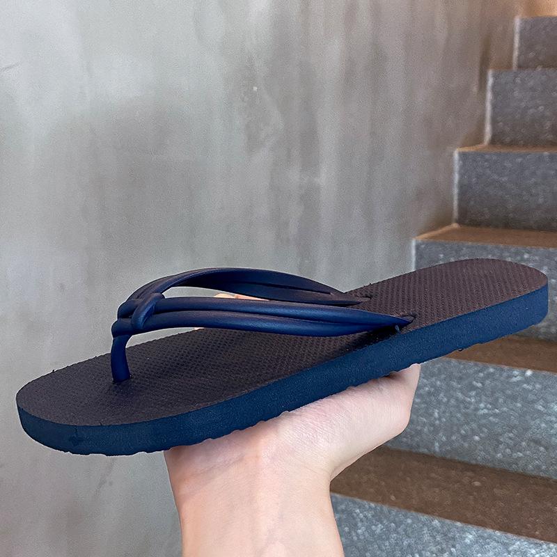 Ins Style Fashionable Simple Casual Flip-flops Women Summer Non-slip Bathing Pinch Feet Outside Wearing Flat Beach Cool Slippers Women