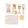 Kids Musical Instrument Toy Wooden Music Sand Hammer Rattle Bell Toys Set Kit for Home Travel