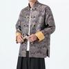 Осенняя мужская новая куртка в китайском стиле из сатинового жаккарда, мужской винтажный костюм Тан с воротником-стойкой, мужская куртка с пуговицами-лягушками, цветные блоки