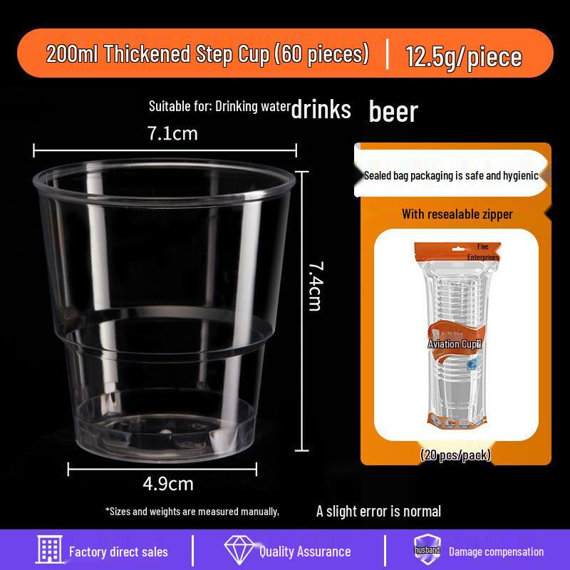 Disposable Transparent Food-Grade Plastic Cups, Thickened for Household & Reception Use