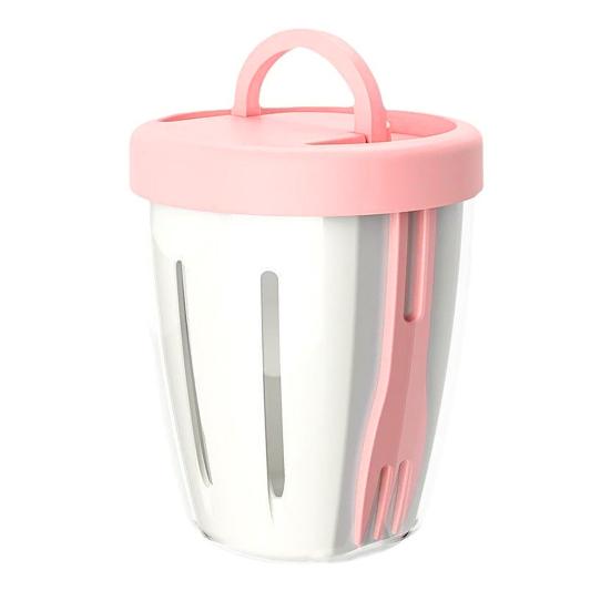 Двухслойный салатник, переносной контейнер для фруктов с вилкой, герметичная герметичная коробка для еды для пикника на открытом воздухе и путешествий