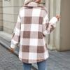 Модное женское клетчатое пальто средней длины