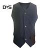 Мужской жилет с V-образным вырезом, без рукавов, однобортный жилет, однотонный, приталенный, вельветовый жилет в стиле ретро с карманами
