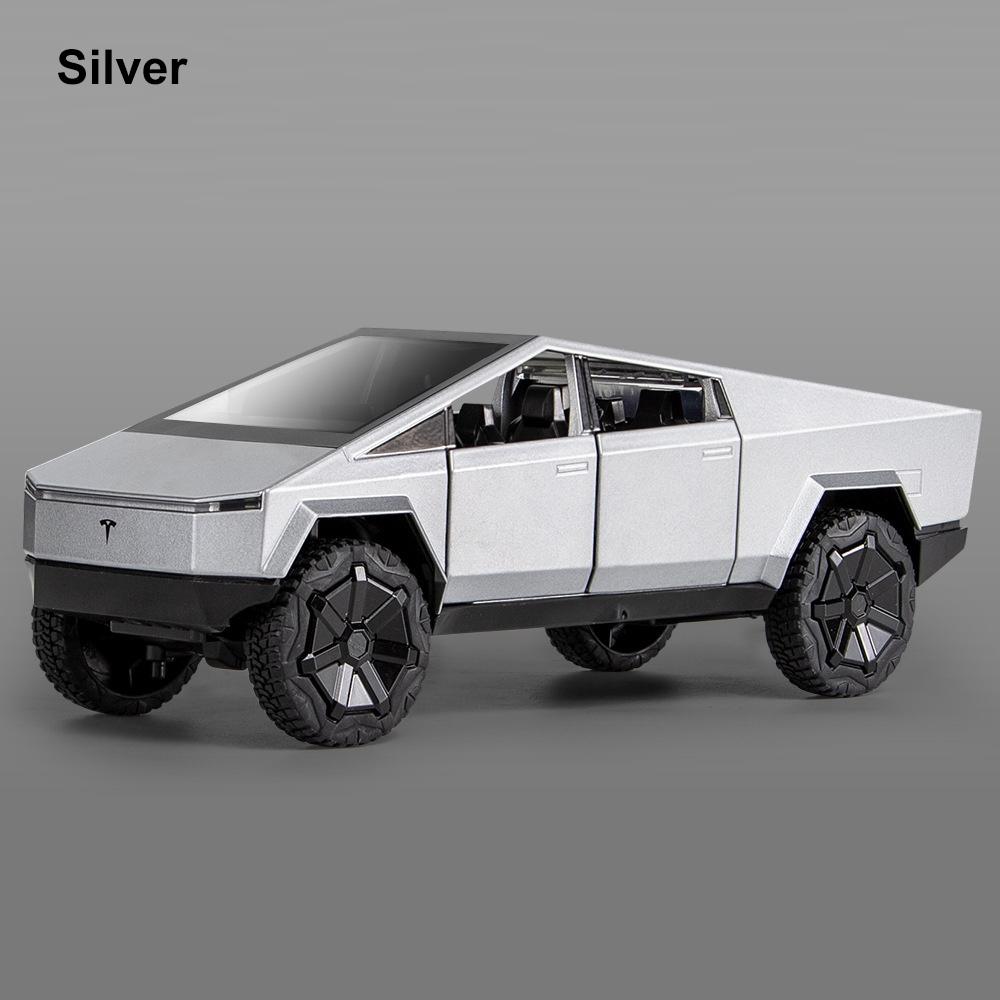 Масштабная литая модель игрушечного автомобиля для Tesla Cybertruck EV, звуковой свет, обратная мощность