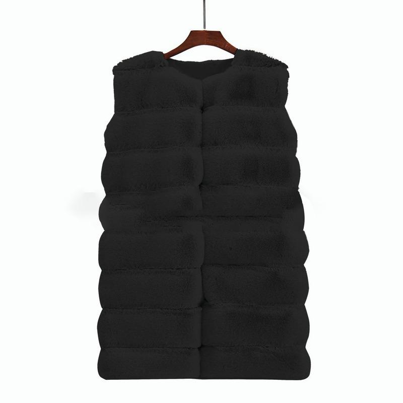 Зимне-осенний женский жилет без рукавов из искусственного меха, повседневный тонкий жилет, теплое пальто