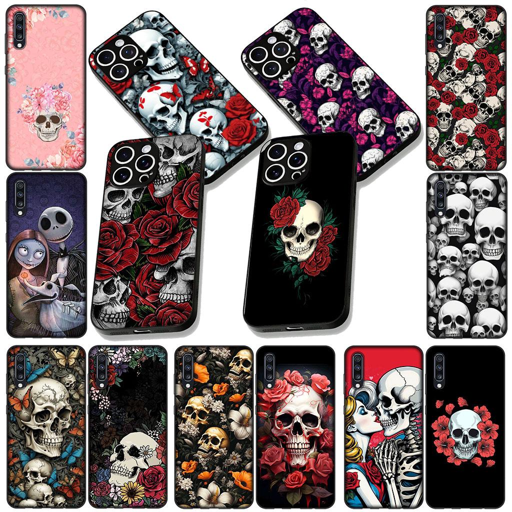 Чехол для Samsung Galaxy Note 20 9 8 S8 S10 S9 Plus A54 A33 A21S A31 M21 S10E A17 Coque Чехол для телефона Цветочный дизайн Череп Цветок Роза