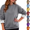 Women's Casual Fashion RoundNeck Pullover Top Winter Solid Color Plush Sweatshirt