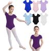 Kids Girls Short Sleeves Stretchy Gymnastics Ballet Dance Leotard Dancewear Size 2-12