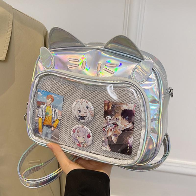 Y2K Japanese Kawaii Cat Ita Bag Ita Backpacks Cute Girls Transparent Shoulder Crossbody Bags JK School Bags