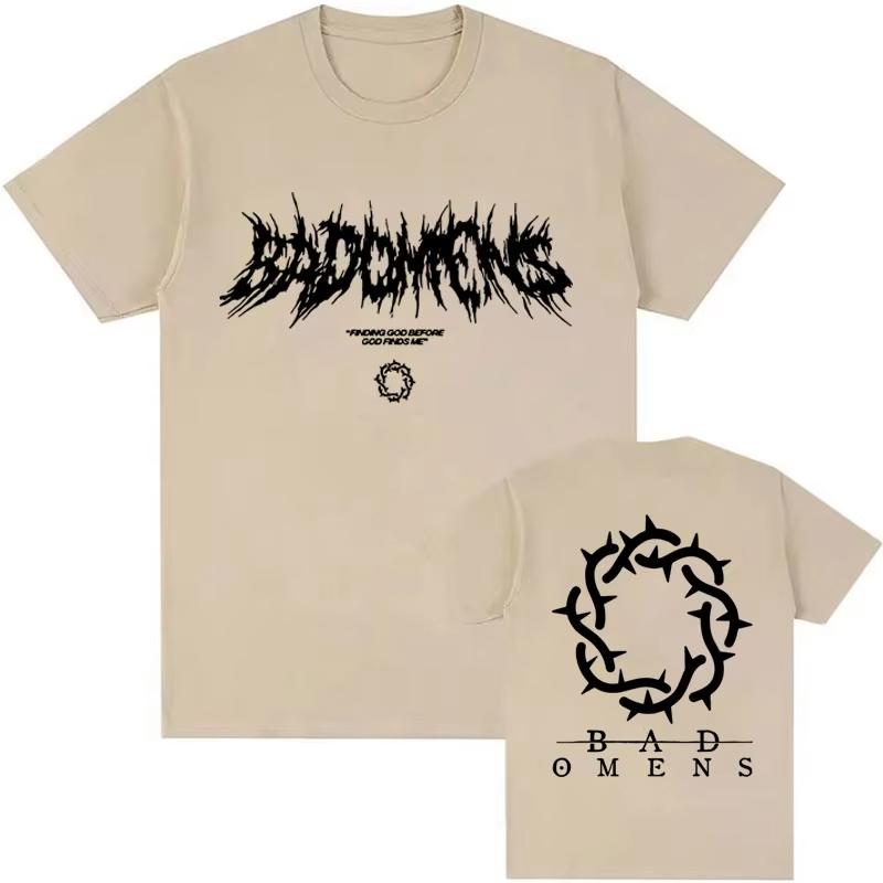 Funny Bad Omens Band Logo Graphic T Shirt Men Women Hip Hop Fashion Vintage T Shirts Male Casual Oversized Short Sleeve T-shirt