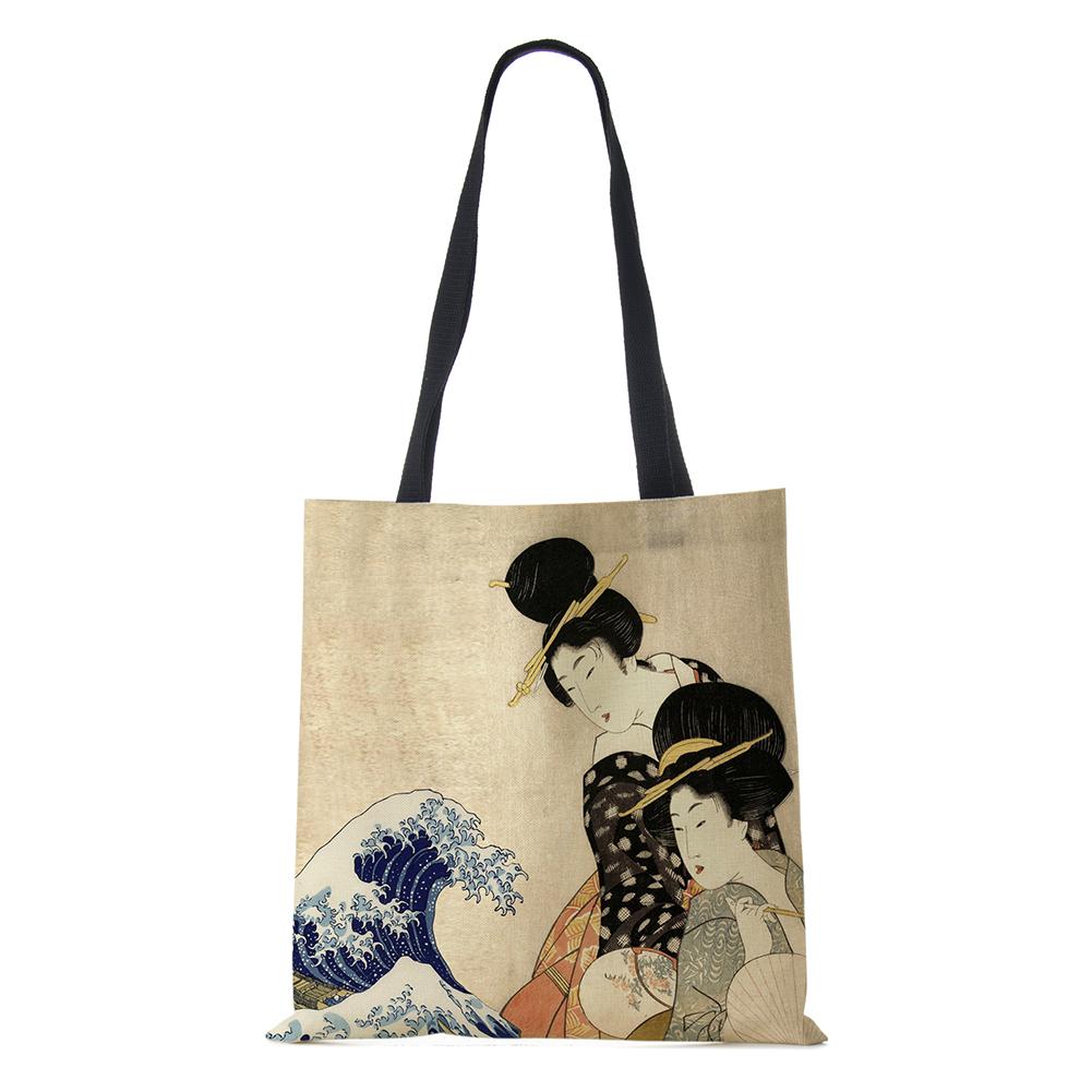 Мультяшная наплечная сумка Пейзаж Древность Женская многоразовая холщовая сумка-тоут Большой вместимости Повседневная для покупок Складная сумка для хранения KTY