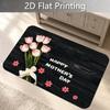 1pc Tulip Bouquet "Happy Mother's Day" English Printed Doormat, Non-Slip Machine Washable Extra-Large Floor Mat, Indoor/Outdoor Flannel Mat - 1.02 Cm 