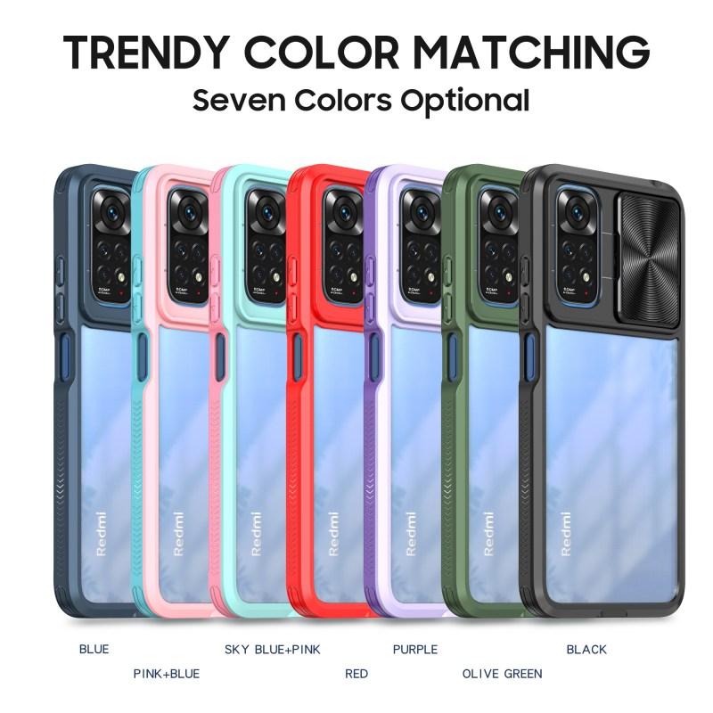 Чехол с выдвижными линзами для Xiaomi Redmi Note 11 11s 10 10s 9 9A 9T Poco X3 NFC M3 Pro, противоударный прозрачный акриловый чехол