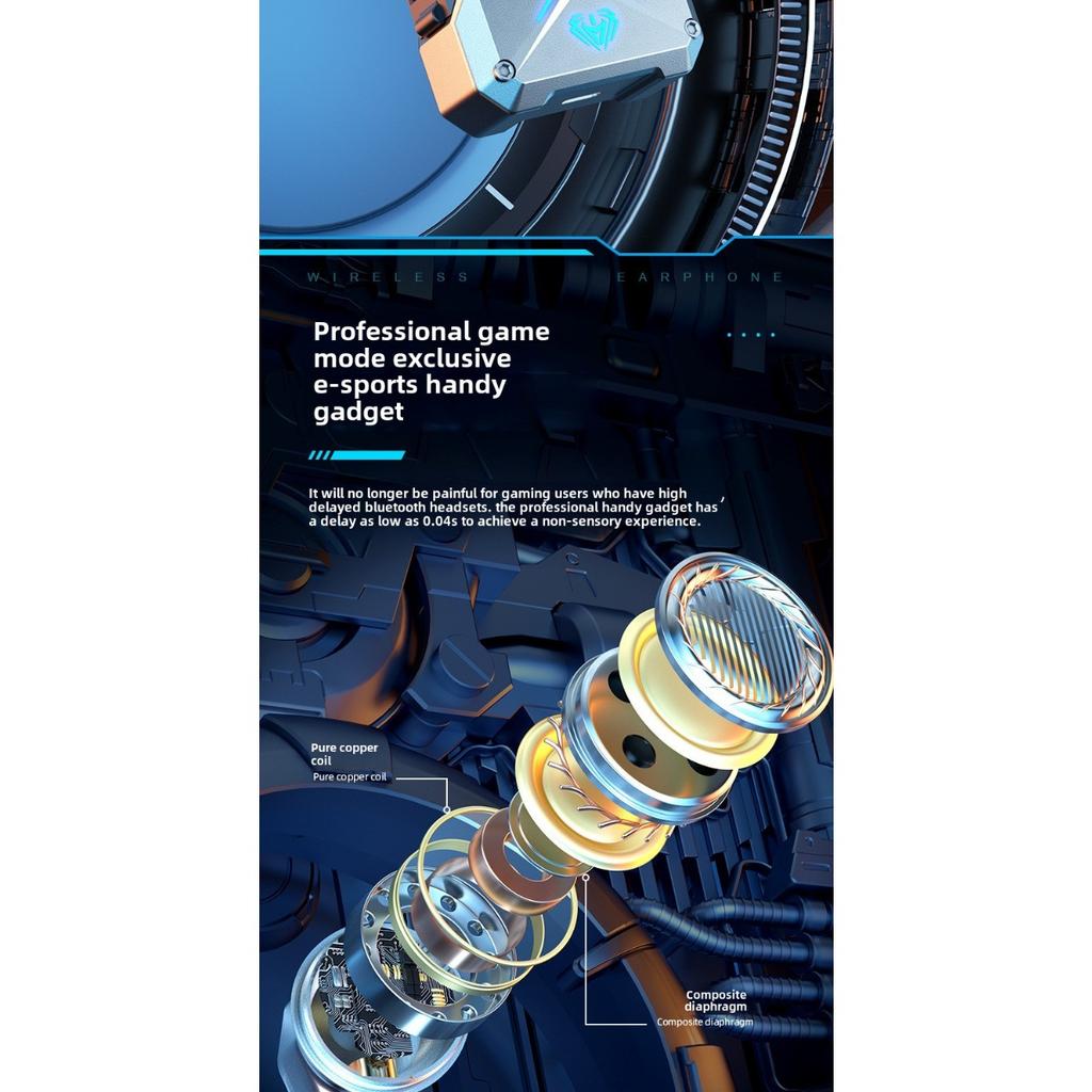 Наушники TWS Bluetooth, беспроводные наушники, стереонаушники True Wireless, HiFi-звук с подсветкой, игровая гарнитура