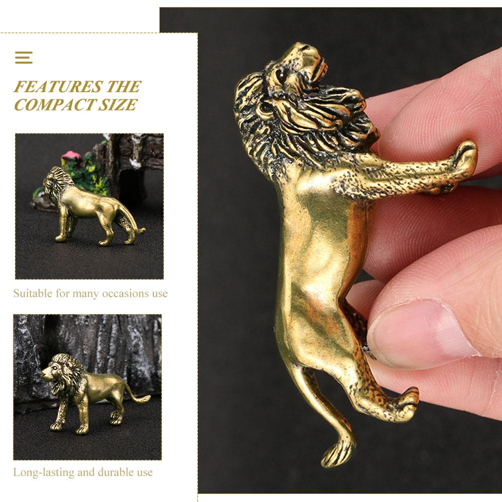 Винтажный декор, латунный орнамент в виде льва, компактная миниатюрная статуэтка для домашнего декора, украшение для стола, реалистичная статуэтка, золотой человек