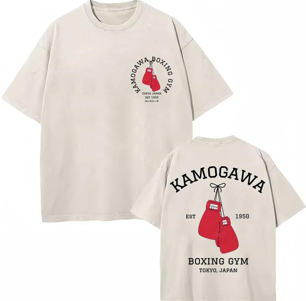 Винтажные выстиранные футболки Аниме Hajime No Ippo Боксерский зал Камогавы Макуноучи KGB Футболки Унисекс Женские Свободные Хлопковые Летние Футболки