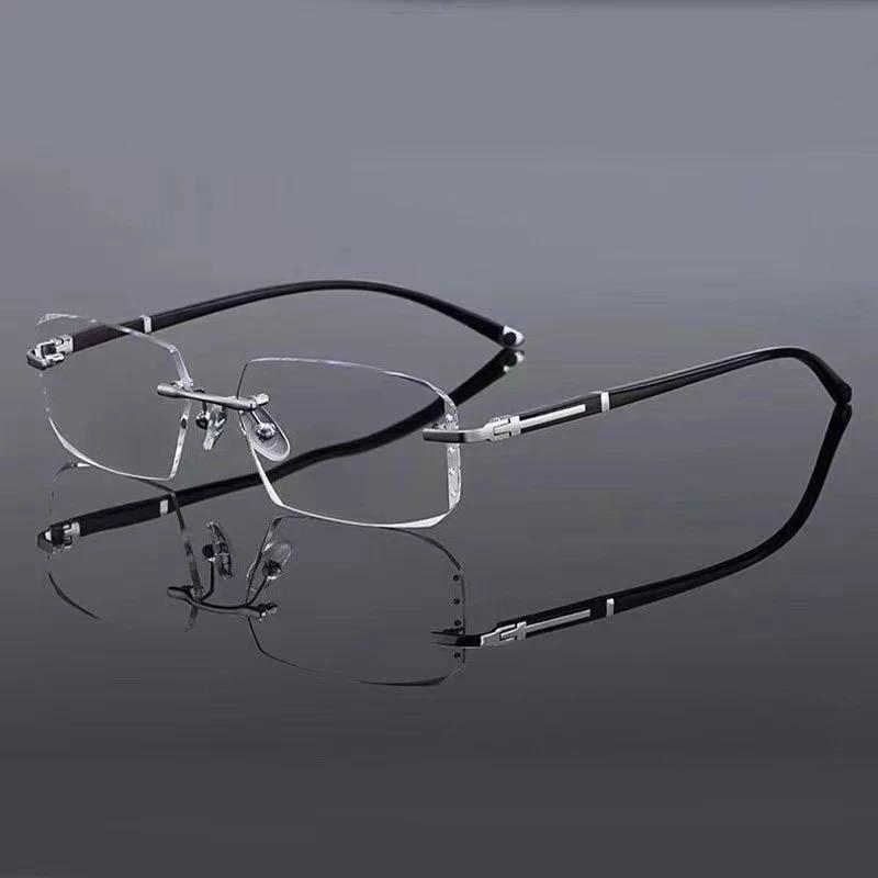 Men'S Anti Fatigue Presbyopia Clear Glasses New Cut Edge Presbyopic Glasses Frameless Hd Anti Blue Presbyopic Glasses 0 To +4.0