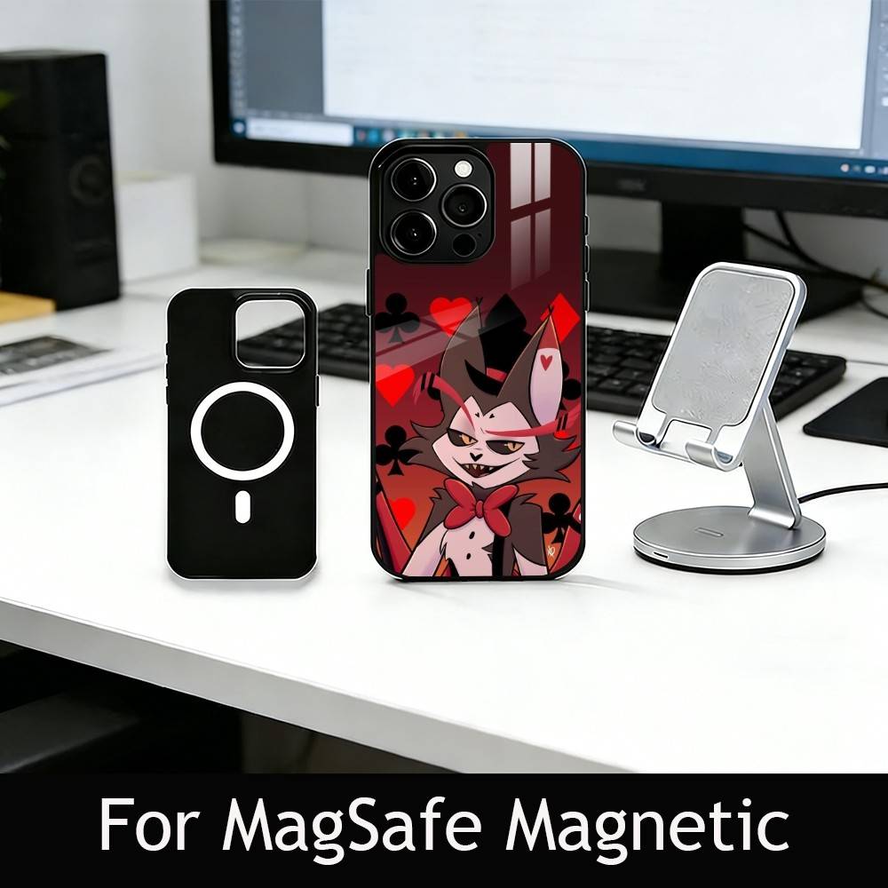 H-Hazbin H-Husk Phone Case For iPhone17,16,15,14,13,12,11 Plus,Pro Magnetic For Magsafe Wireless Charging