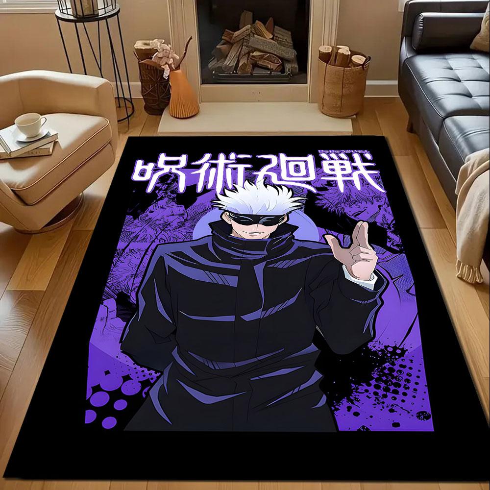 Anime Style Sorcerer with White Hair Patterned carpet, non slip mat suitable for living room and bedroom sofas