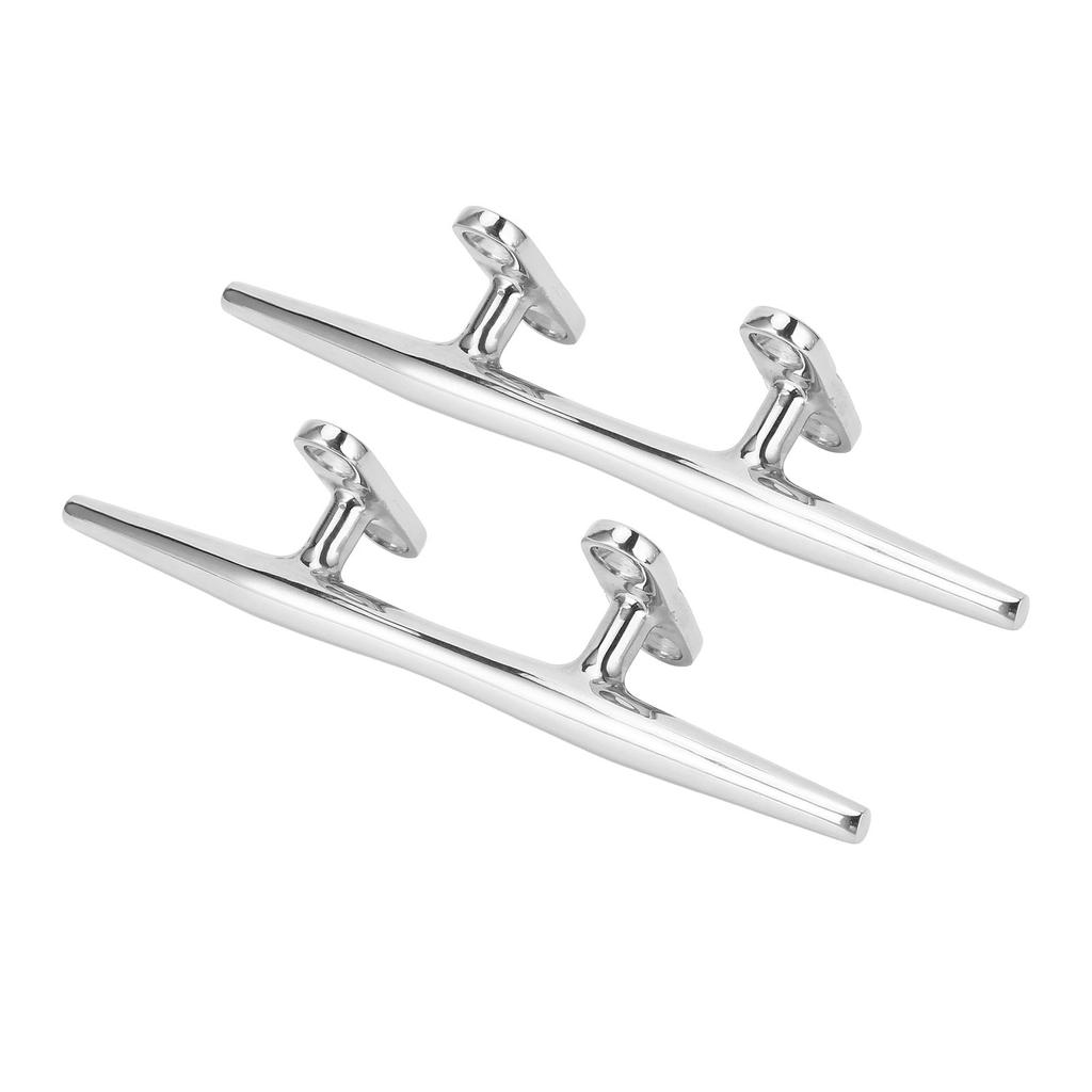 2pcs Open Base Boat Cleat 316 Stainless Steel Polished 8in Dock Cleats Tie Down for Yacht Cargo Ship Speedboat