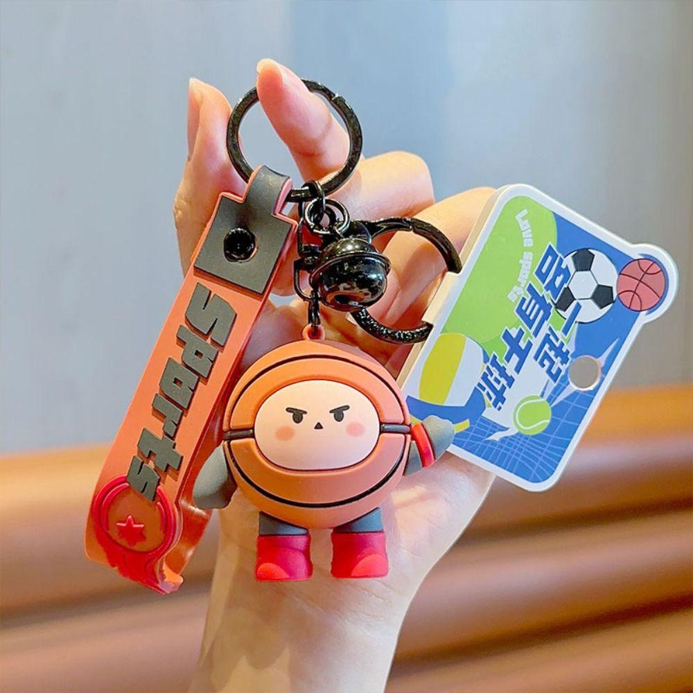 Football Volleyball Tennis Sporting Keyring PVC Volleyball Car Key Pendant  Key Ring Gift