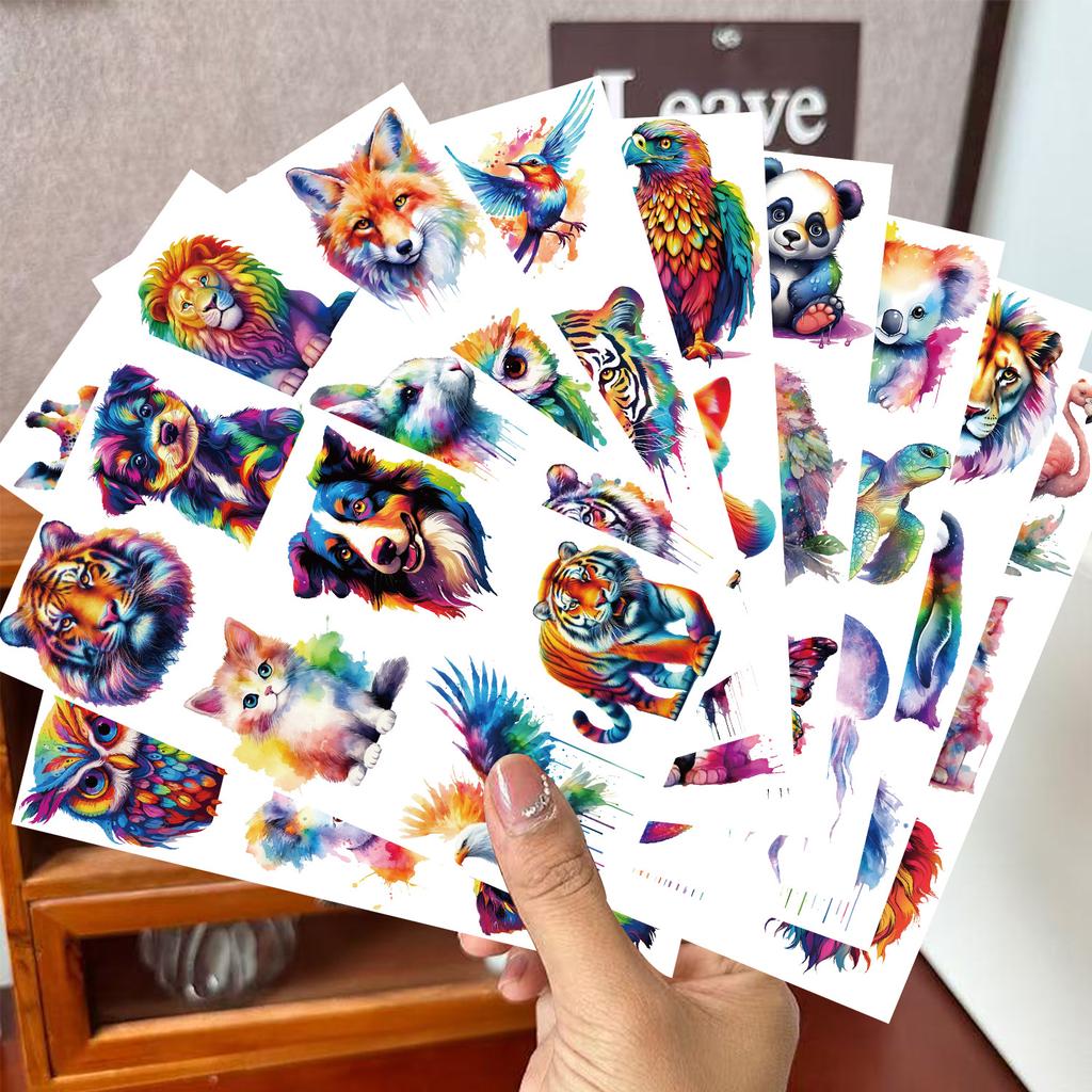 Cartoon Colorful Watercolor Animal Tattoo Stickers Waterproof Festival Party Party Children Disposable Tattoo Stickers