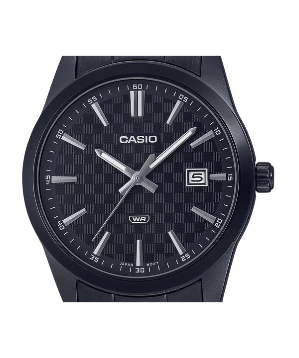 Casio Стандартные аналоговые кварцевые мужские часы из нержавеющей стали с черным ионным покрытием и черным циферблатом MTP-VD03B-1A