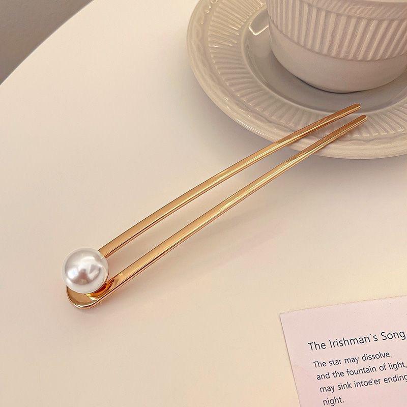Imitation Pearl Hairpins for Women Girls Elegant Hair Clips Metal U-shaped Hairpins Hairstyle Design Tools