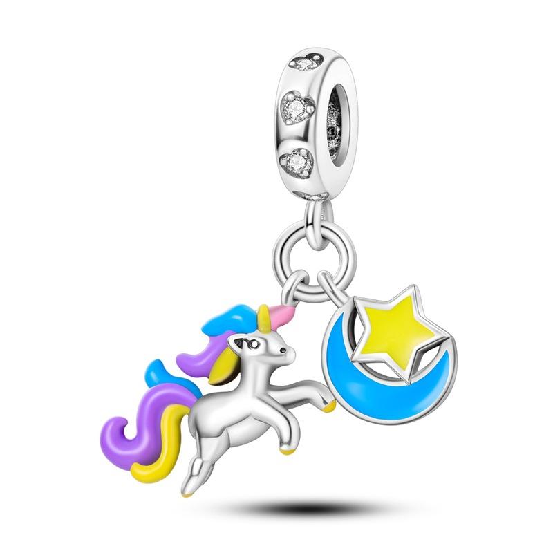 Dora Copper Plated 925 Silver Beaded Accessories Diy Cute Animal Bracelet Necklace Pendant Gift