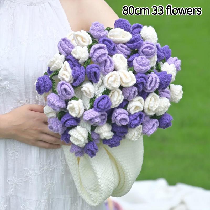 Knitting Sunflower Finished Blanket Roses Bouquet Sofa Blankets Crochet Flower Bouquet Blanket Mother'S Day Gift Manta De Rosas