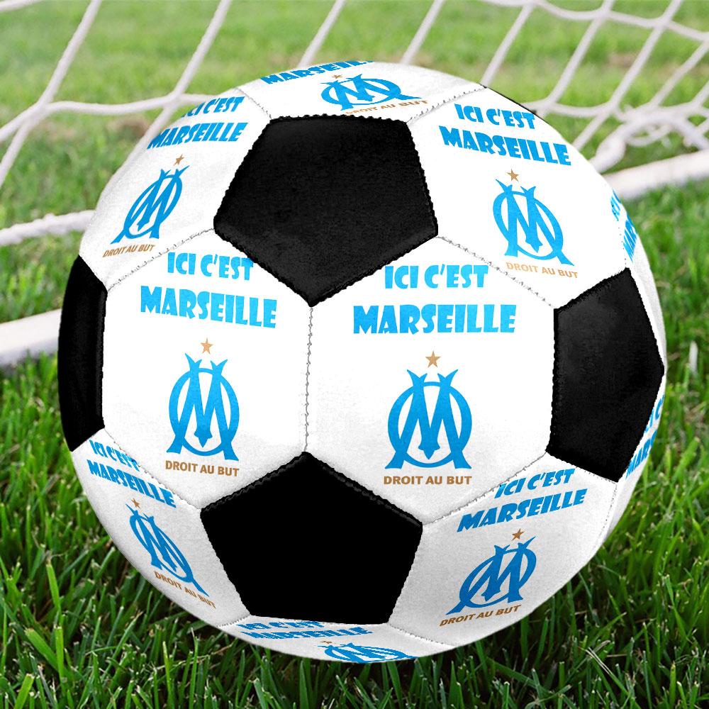 Olympique Marseille Soccer Ball Size 5 Colorful Machine Stitched PVC Competition Ready Durable High-Bounce