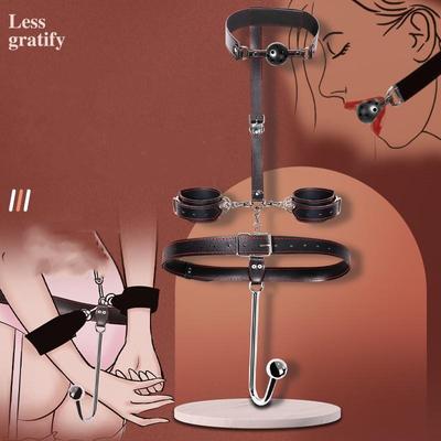 Набор секс-игрушек, анальные крючки, кляп для рта, наручники, ПУ SM, БДСМ, бондаж, анальные пробки, удерживающая шею, задняя рука