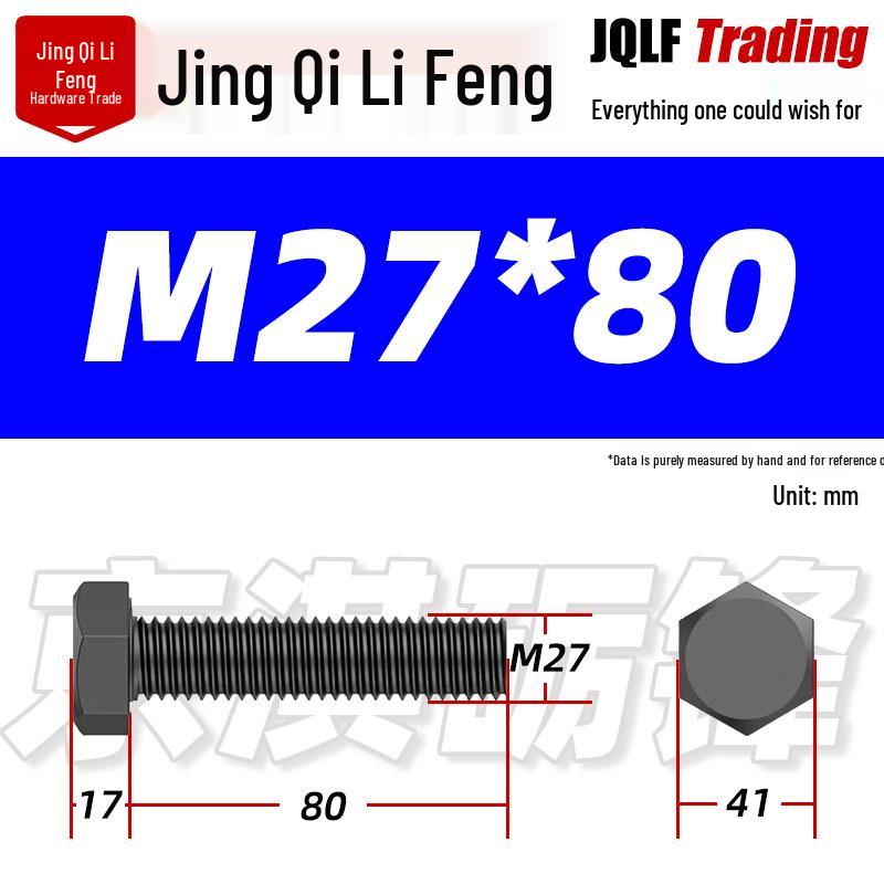 12.9 Grade High-Strength Blackened Hex Bolt M22-M48