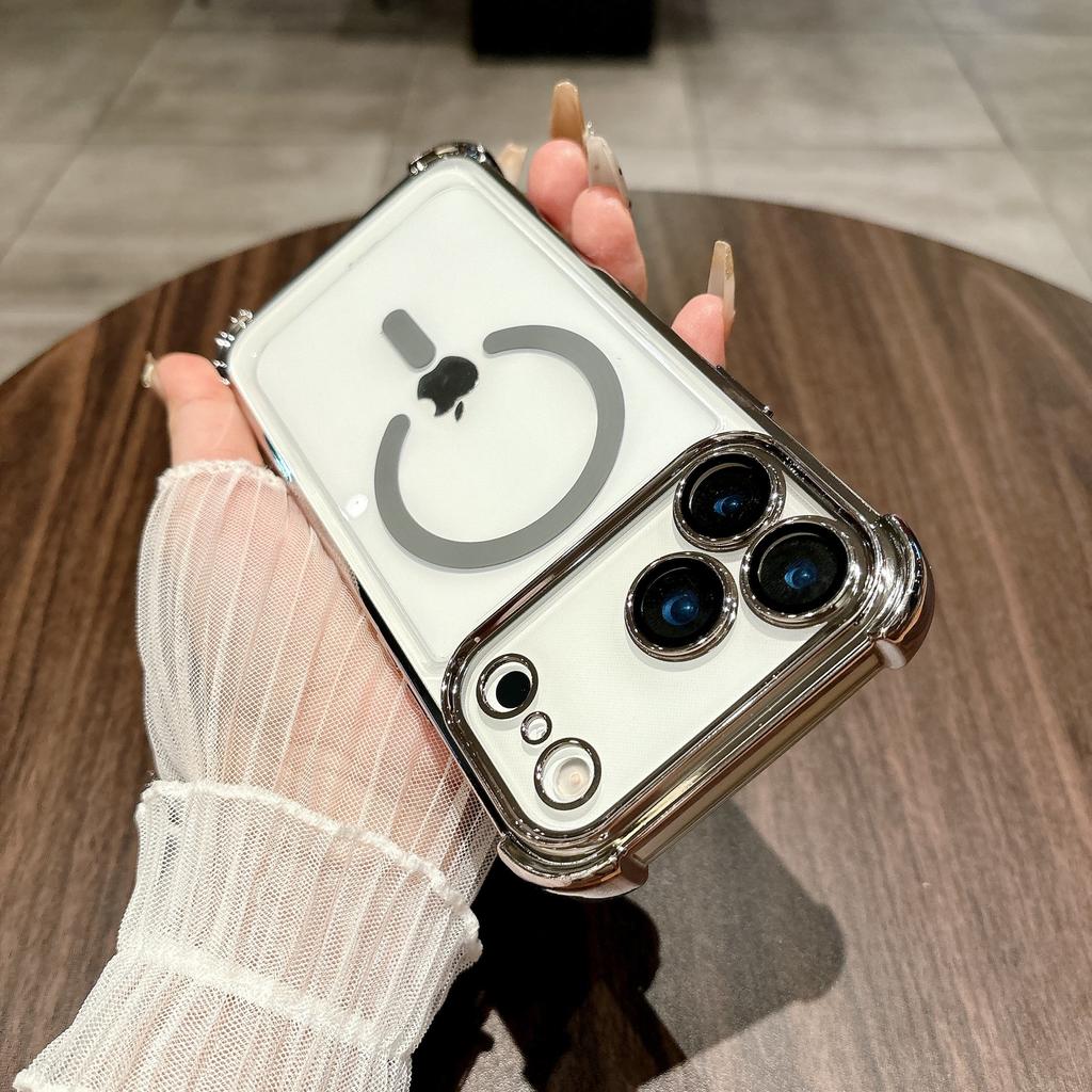 Для Apple 17proMax Встроенный Магнитный Чехол для Телефона Прозрачный для IPhone16 Четырехугольная Подушка Безопасности Защитный Чехол от Падения