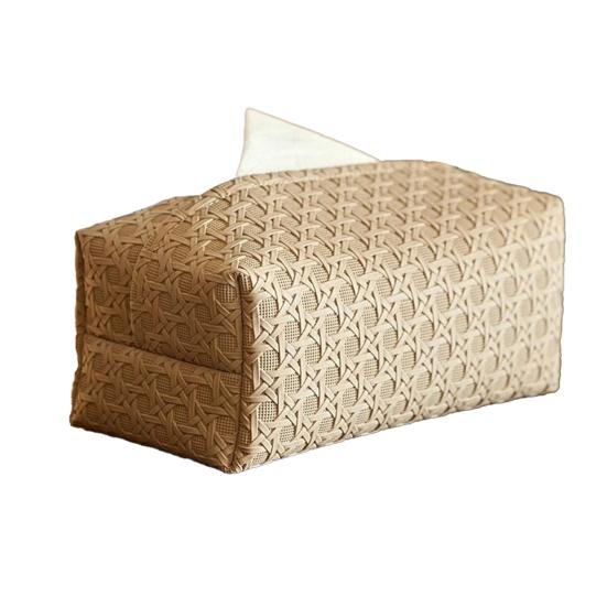 Yousheng Держатель для салфеток из искусственной кожи Легкий в уходе Ротанг Устойчивый к пятнам Чехол для салфеток Аксессуар для ванной комнаты