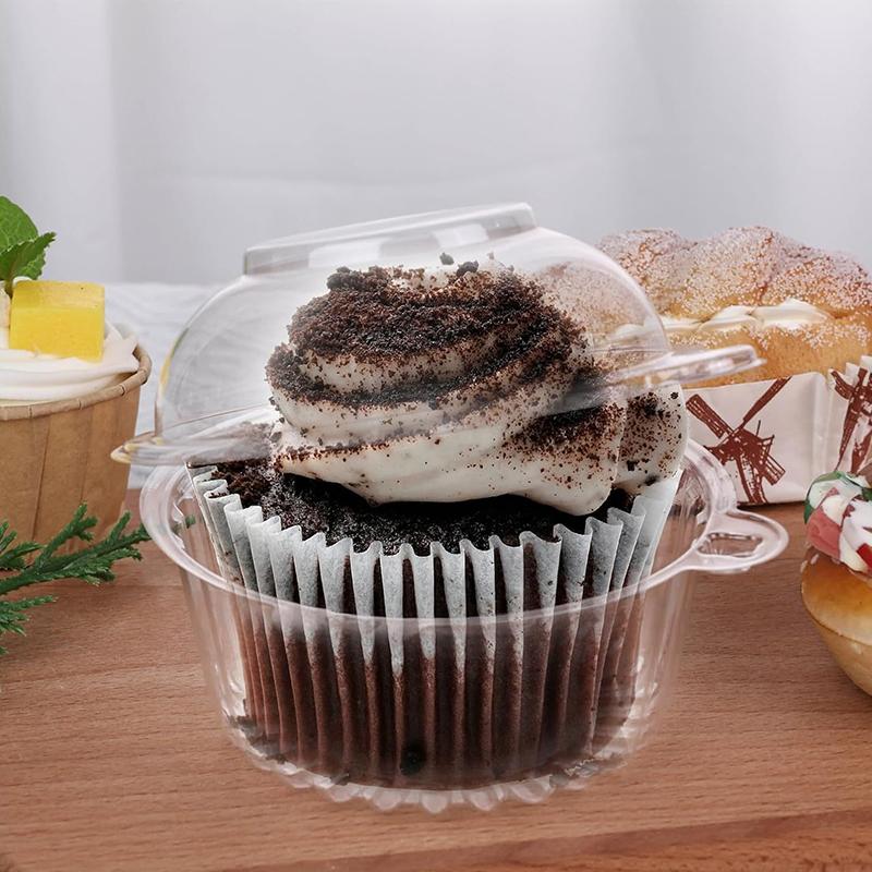 10/50 шт. с крышками, прозрачная упаковка для десертов на день рождения, держатель для кексов, свадебный контейнер для пончиков, кексов, тортов, десертов