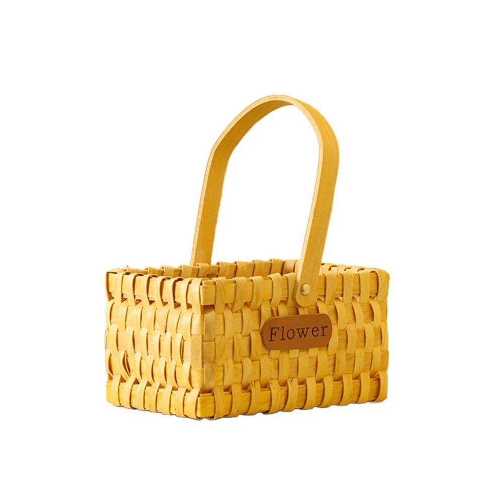 Brown Handheld Woven Flower Basket with Handle Decorative Baskets Gift Storage Basket