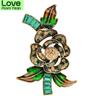 Elegant Crystal And Rhinestone Flower Brooch Pins For Women Coat Scarf Buckle Enamel Leaves Accessories Jewelry