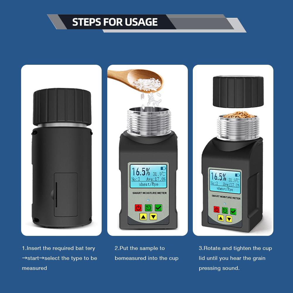 Smart 25 Kinds Grains Moisture Meter Cup Type LCD Hygrometer Professional Humidity Tester for Rice Wheat Coffee Bean Seeds