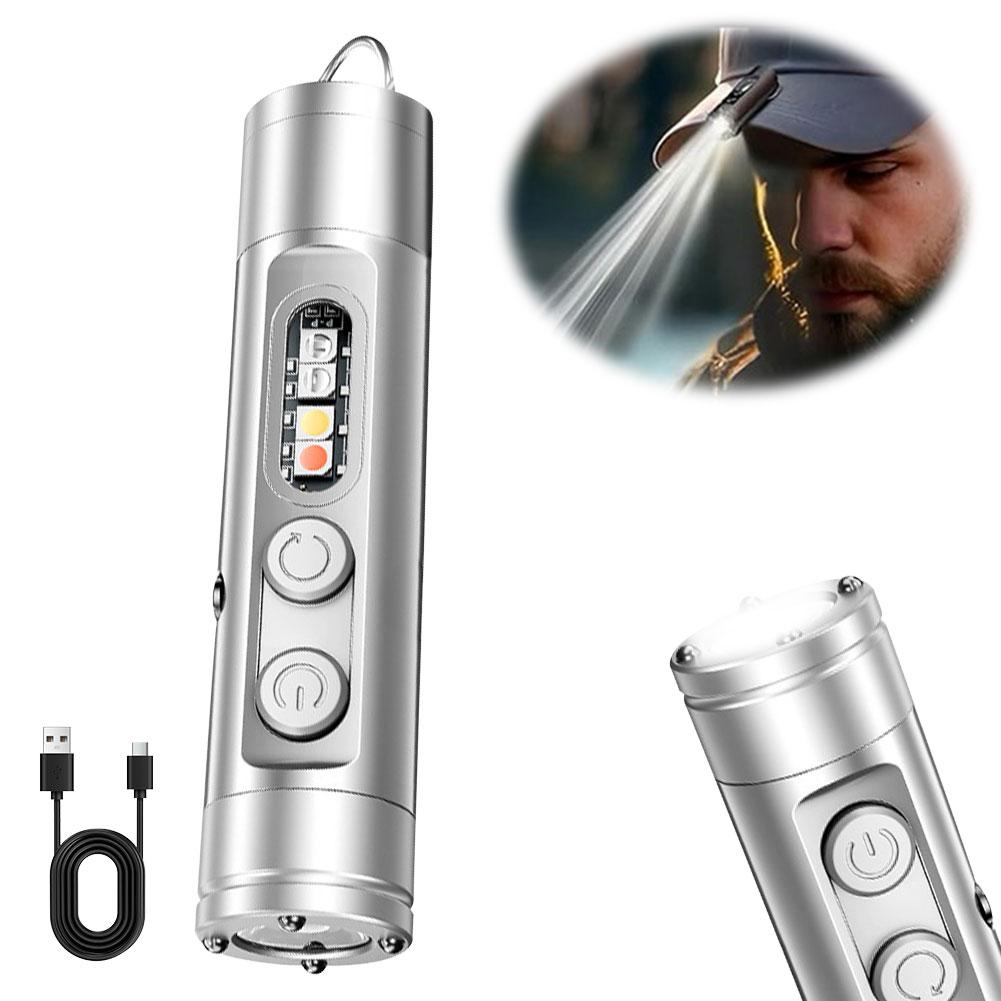 LED Micro Tool Flashlight with Hat Clip Portable Torch 3 Brightness Super Bright Flashlight for Outdoor Hiking Emergency