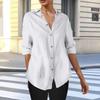 Long Sleeve Linen Shirts For Women Button Down Loose Solid Color Blouse Lightweight Casual Lapel Tunic Tops