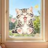 Милая наклейка на окно с котенком, Мультяшные наклейки с котенком и бабочкой, Многоразовая статическая наклейка на стекло с акварельным животным для детской комнаты, декора ванной комнаты
