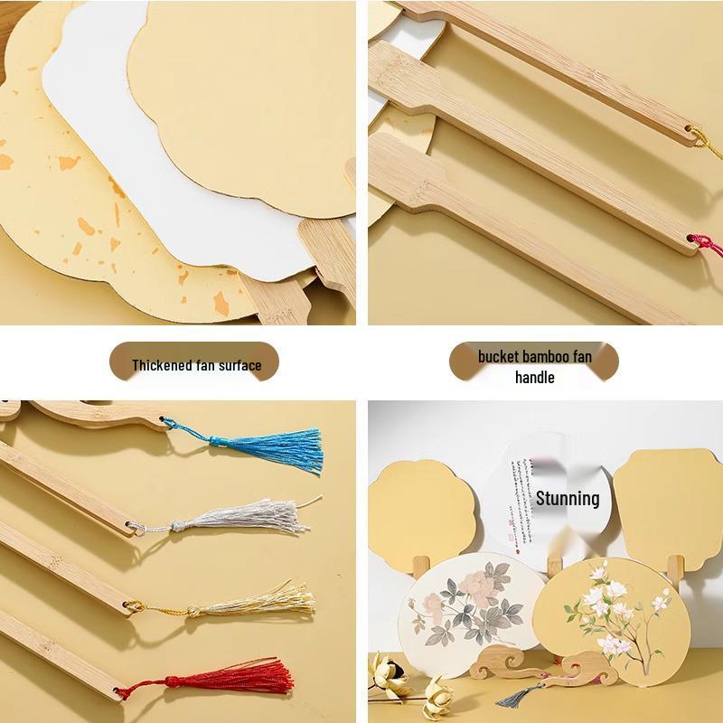 Double-Sided Thickened Xuan Paper Blank Round Fan for Hand-Painted Watercolor and Calligraphy, DIY Ancient Style.