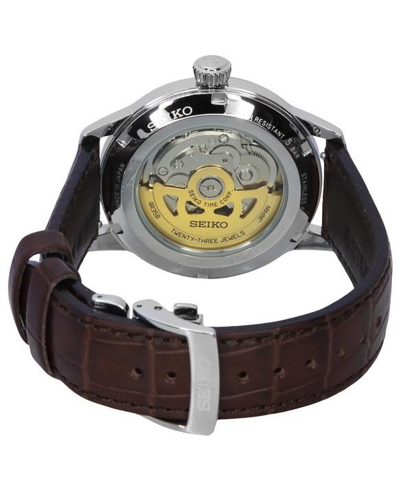 Seiko Автоматические мужские часы Presage Cocktail Time с кожаным ремешком из телячьей кожи с синим циферблатом SRPK15J1