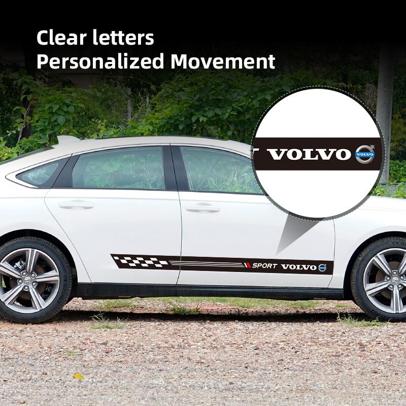 fhsxa1 2Pcs Car Stickers Side PU Sports Decal Stickers Accessories For Volvo Rdesign Polestar AWD V50 S60 XC60 S40 XC40 XC90 V60 S80