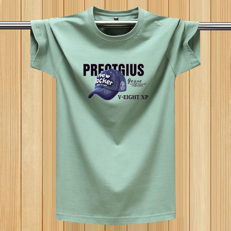 Summer T-Shirt Short-Sleeved Men'S Crew Neck Printed T-Shirt Loose Sports Half-Sleeved Undershirt Plus Size Men'S Clothing